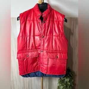 Alpine Red and Blue Men's Puffer Ski Vest Vintage